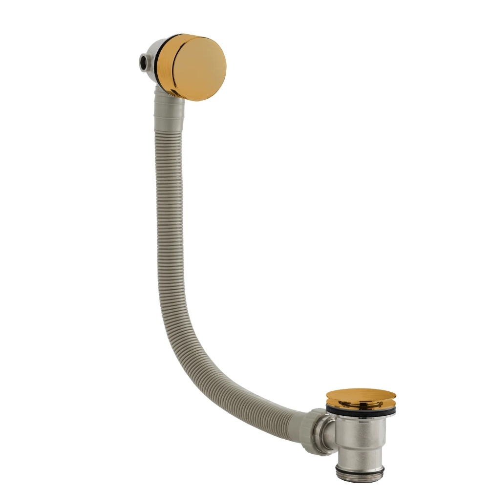 BC Designs Brushed Gold Overflow Bath Filler Cut Out